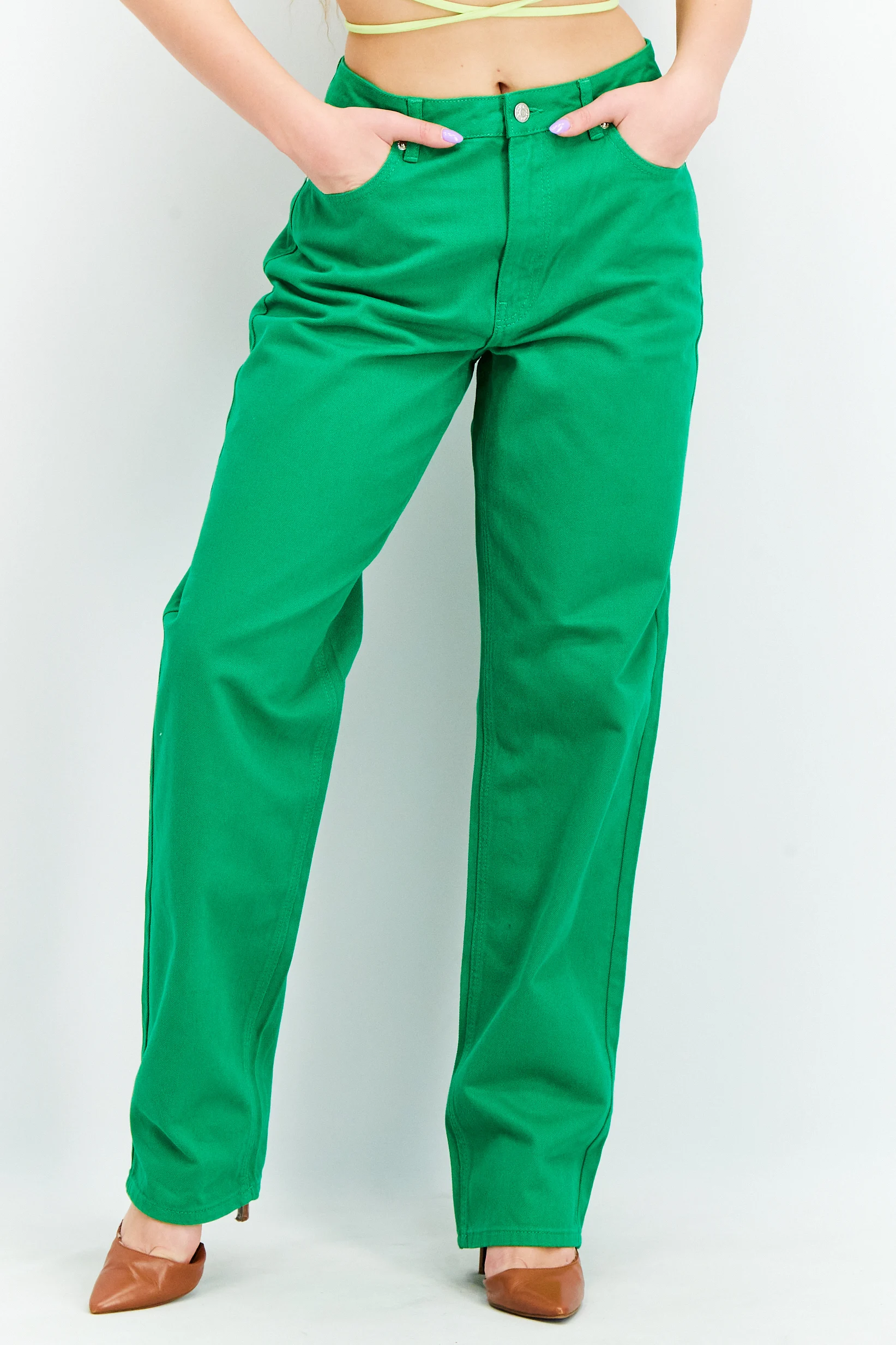 NA-KD Womens X Melissa Bentsen Baggy Jeans In Green