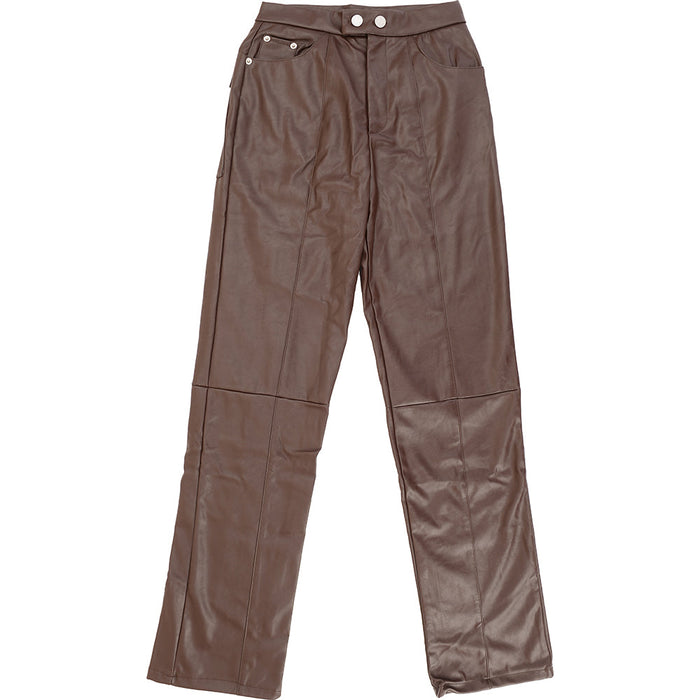 4th & Reckless Women's Leather Look Straight Leg Trousers