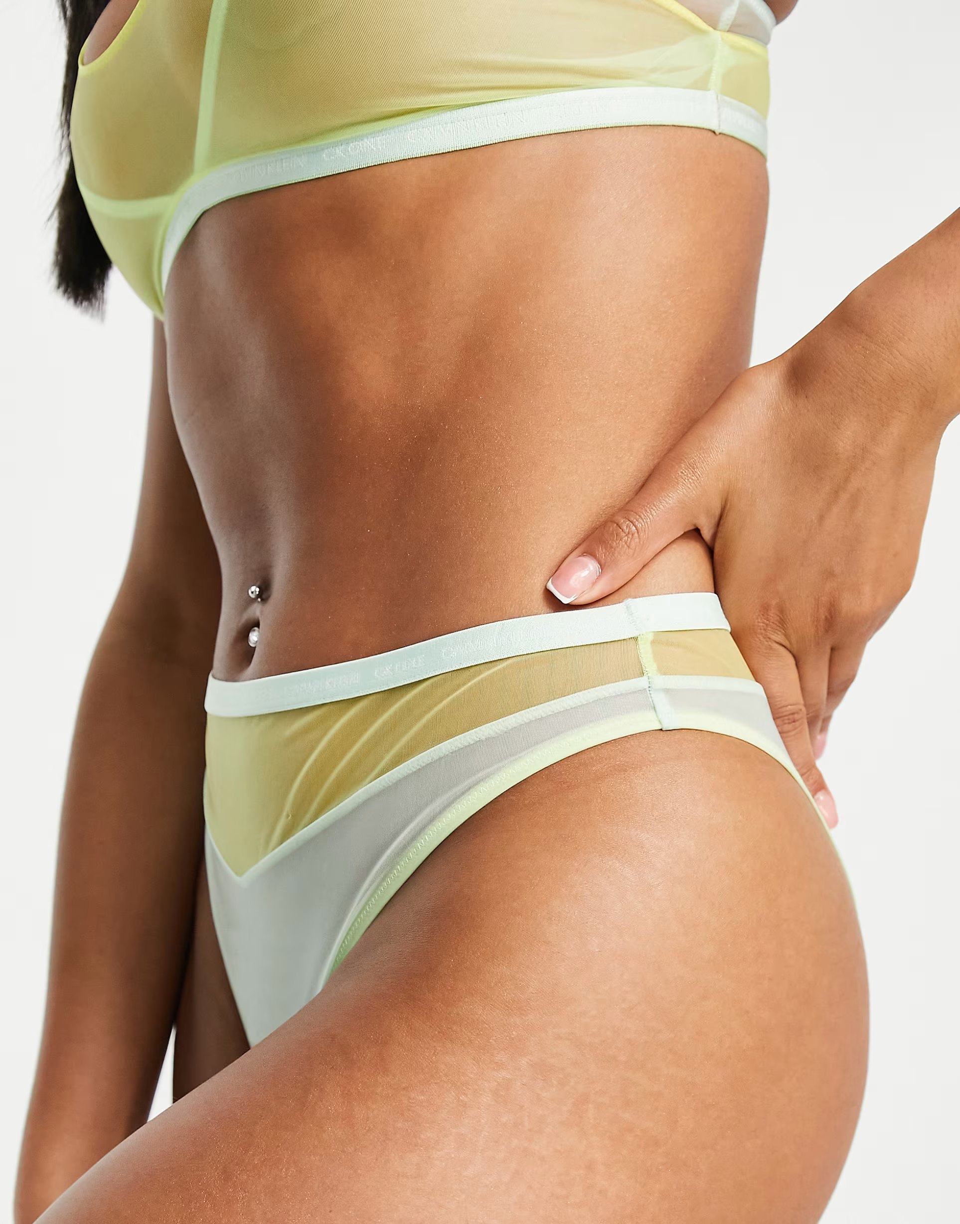 Calvin Klein Womens Ck One Pride Mesh High Waist Tanga Brief in Multi
