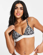 Calvin Klein CK One Cotton Unlined Triangle Bralette in Snake Print