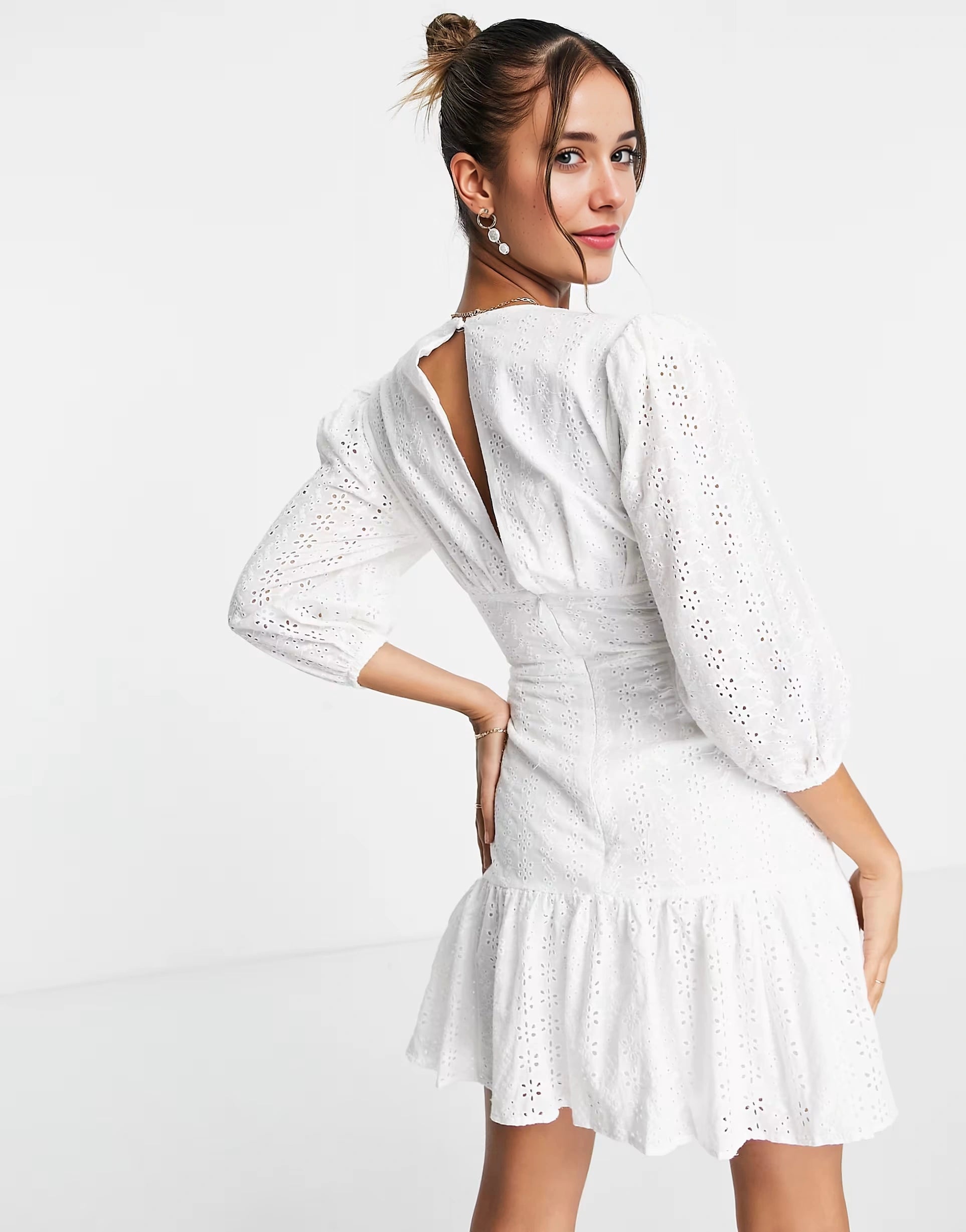 Collective The Label Womens Corset Waist Flippy Hem Mini Dress In White