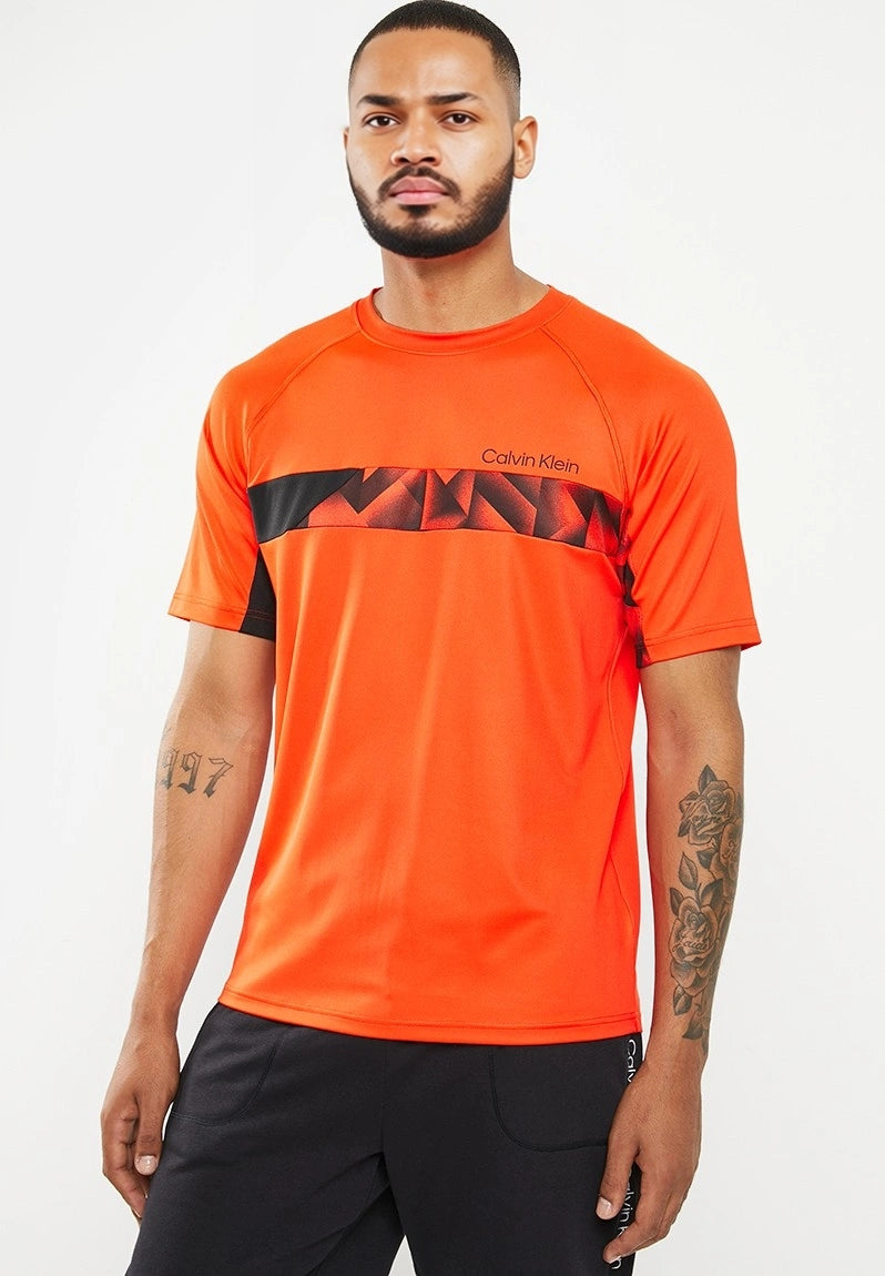 Calvin Klein Performance Chest Stripe T-Shirt in Orange