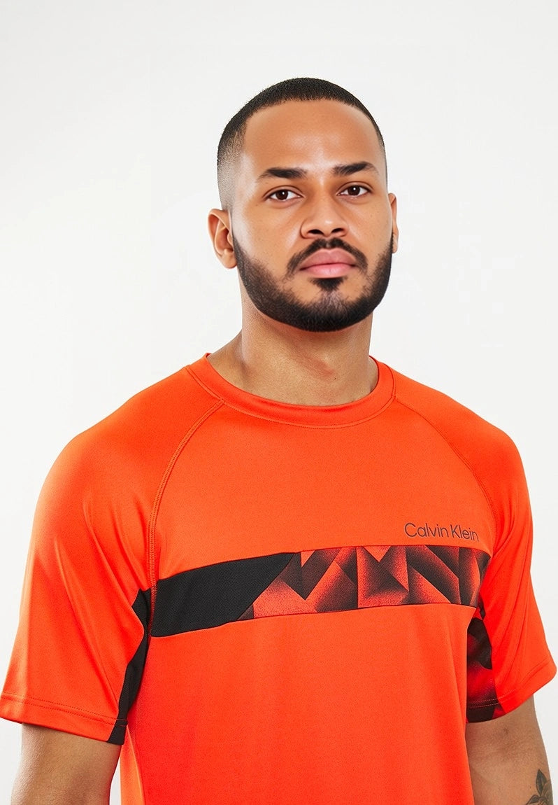 Calvin Klein Performance Chest Stripe T-Shirt in Orange