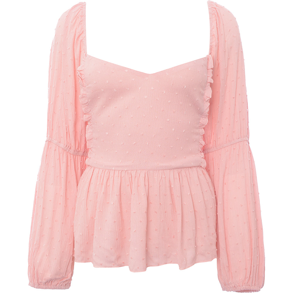 Missguided Plus Women's Light Pink Dobby Peplum Blouse