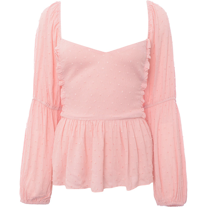 Missguided Plus Women's Light Pink Dobby Peplum Blouse