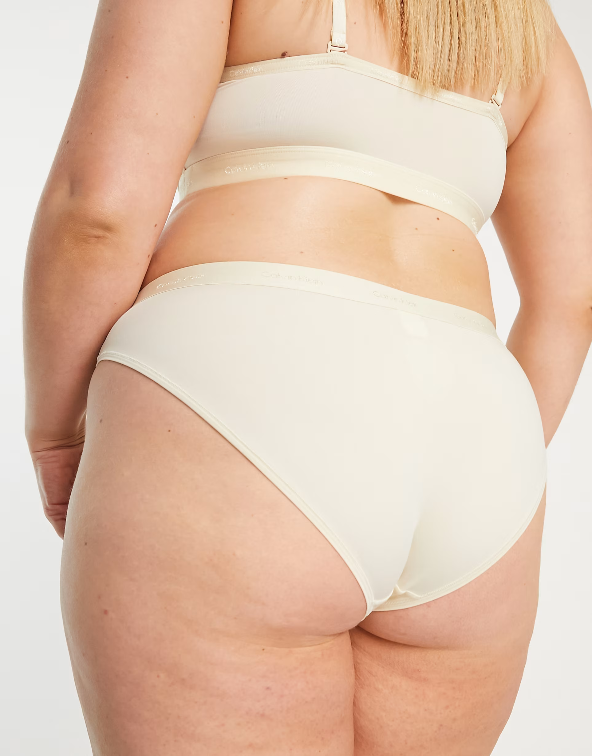 Calvin Klein Womens Plus Size Form To Body Bikini Style Brief With Tonal Logo in Neutral