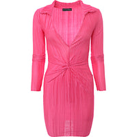 In The Style x Liberty Women's Pink Knot Front Mini Dress