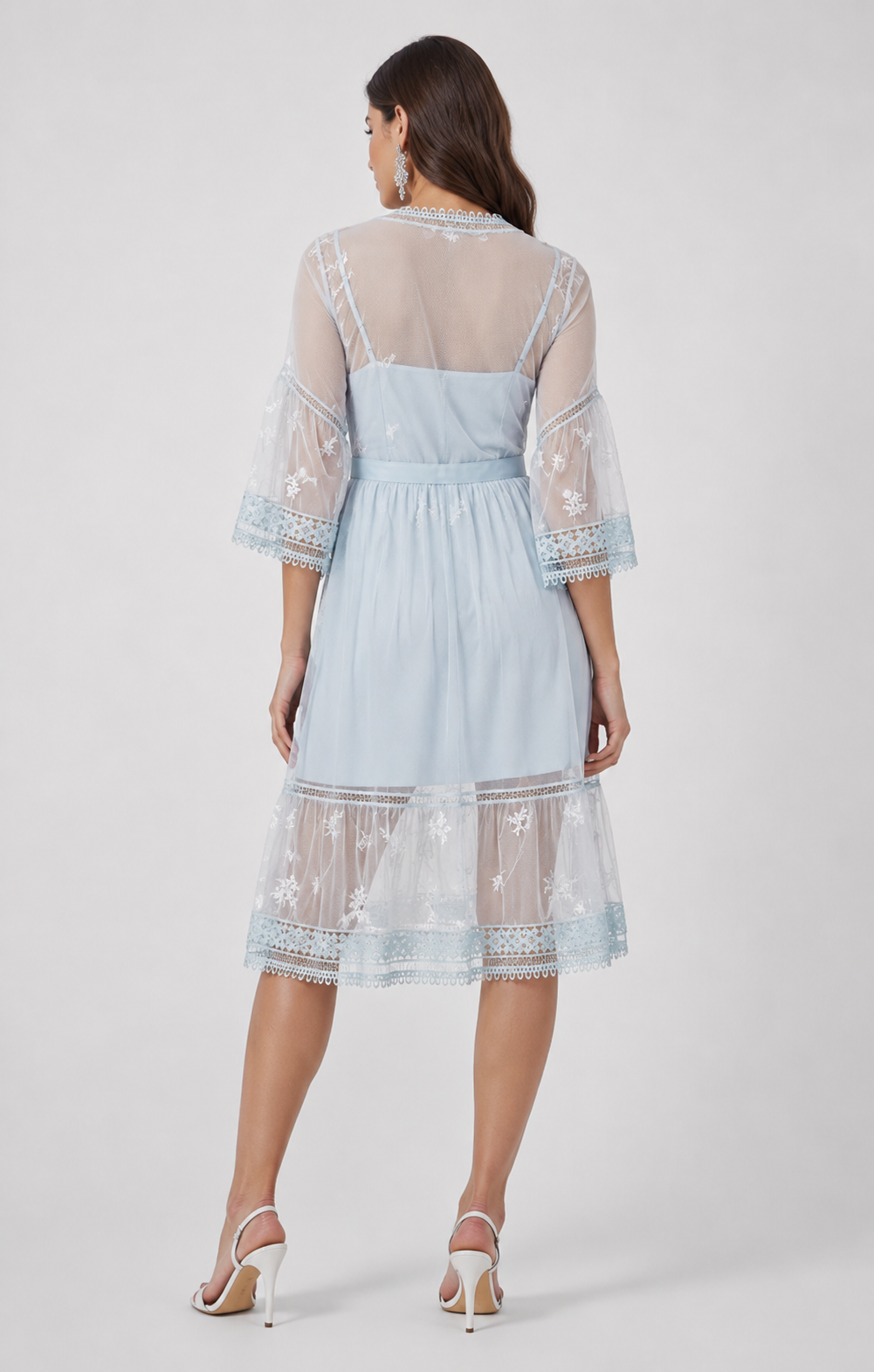 French Connection Womens Midi Tea Dress in Baby Blue
