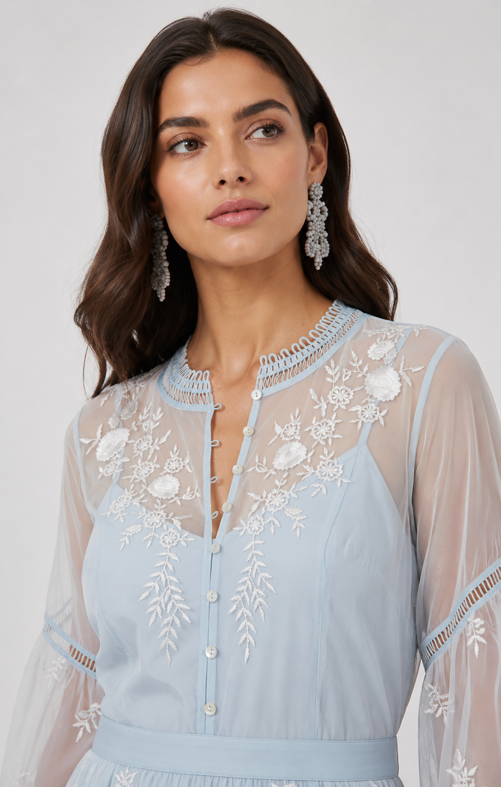 French Connection Womens Midi Tea Dress in Baby Blue