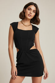 Jaded Rose Womens Off Shoulder Corset Mini Dress in Black