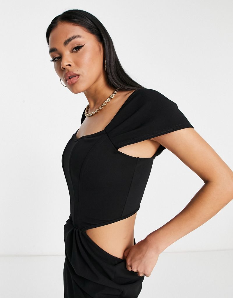 Jaded Rose Womens Off Shoulder Corset Mini Dress in Black