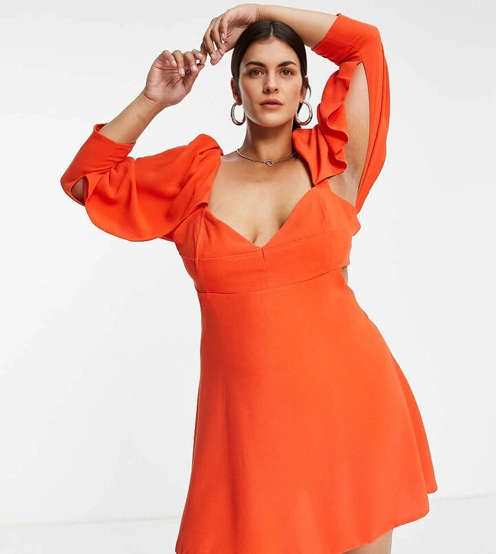 John Zack Womens Plus Summer Bright Backless Dress In Orange