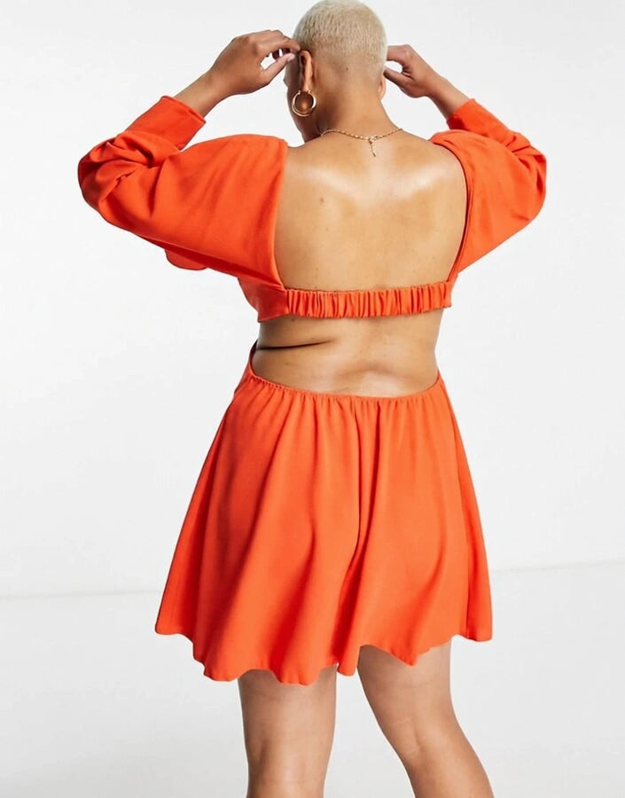 John Zack Womens Plus Summer Bright Backless Dress In Orange