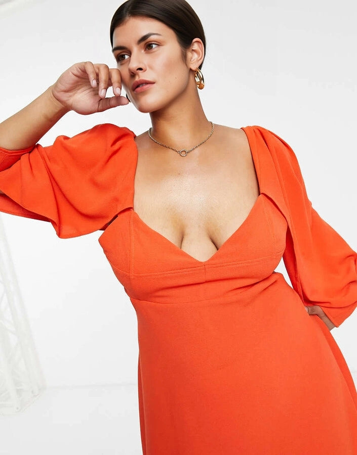 John Zack Womens Plus Summer Bright Backless Dress In Orange