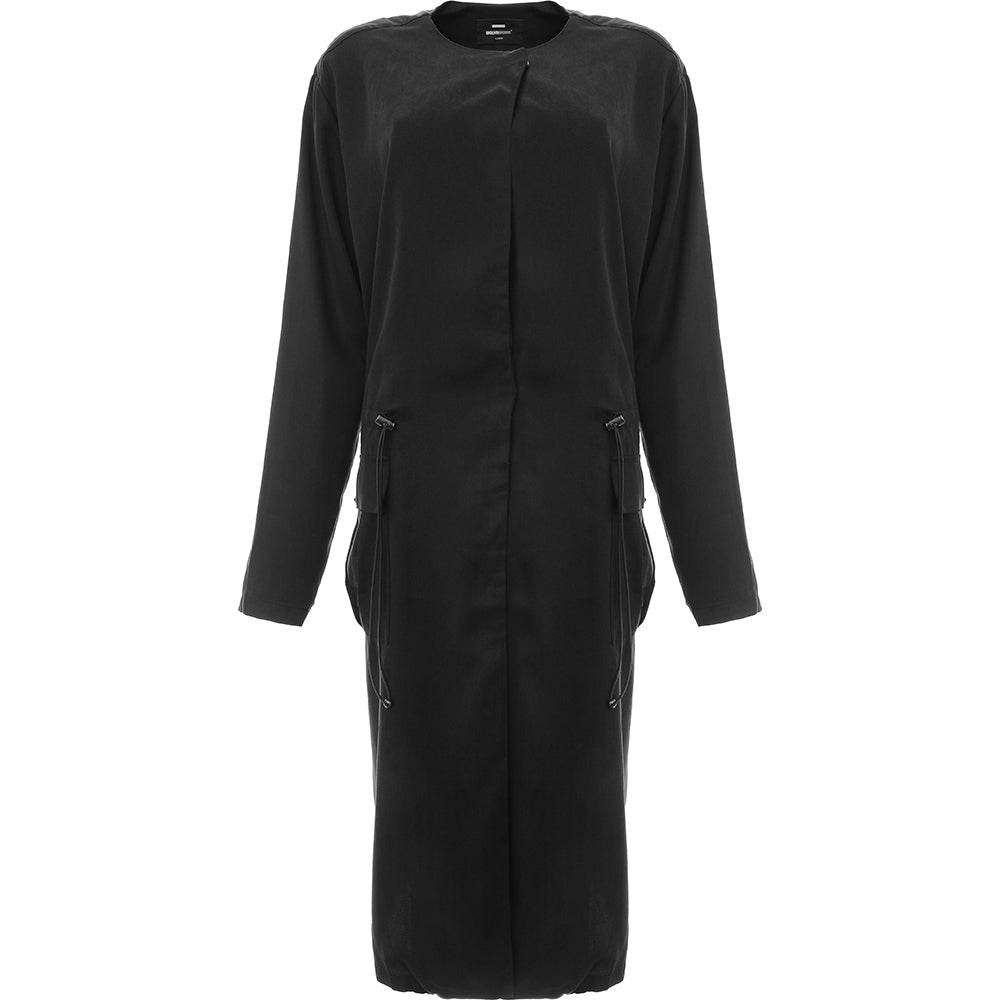 Dr Denim Womens Black Jill Trench with Drawstring