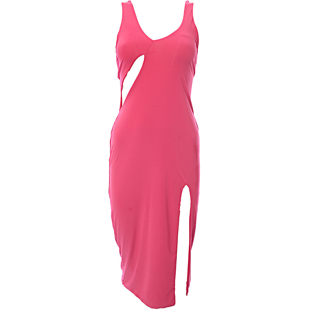 Missyempire x Emily Faye Miller Women&#39;s Pink Slinky Midi Dress