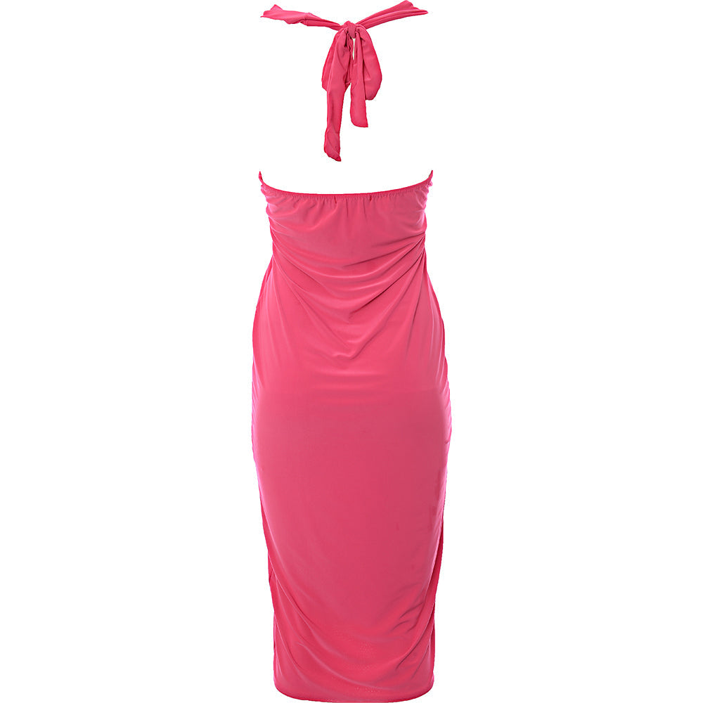 Missyempire x Emily Faye Miller Women&#39;s Pink Slinky Midi Dress