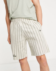 New Era Mens Pinstripe Shorts in Beige