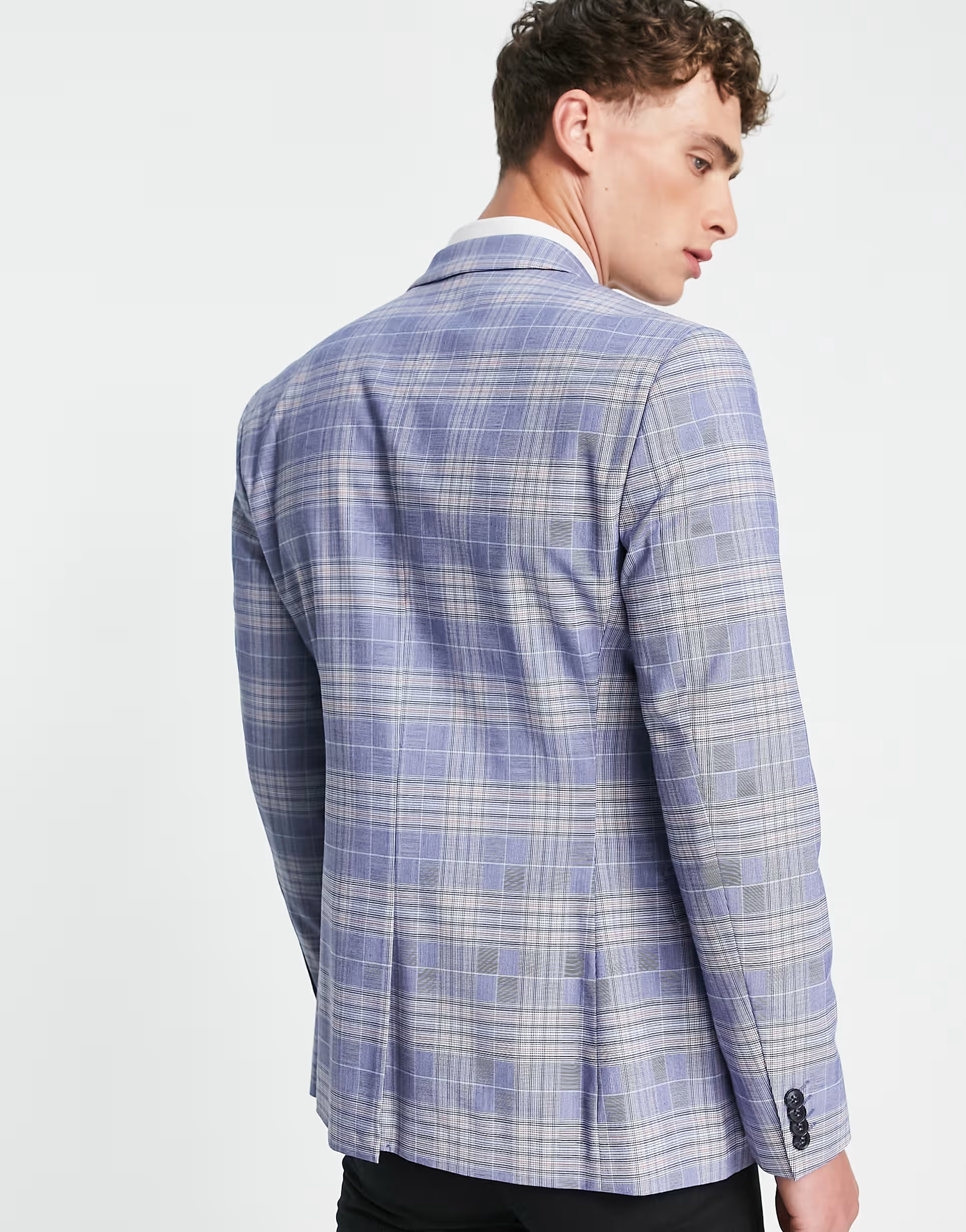 Ben Sherman Mens Skinny Check Suit Jacket In Blue