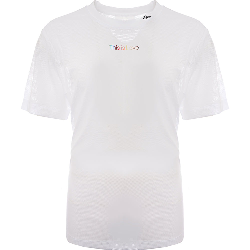 Calvin Klein Jeans Mens White Pride Capsule Logo Mesh T-Shirt