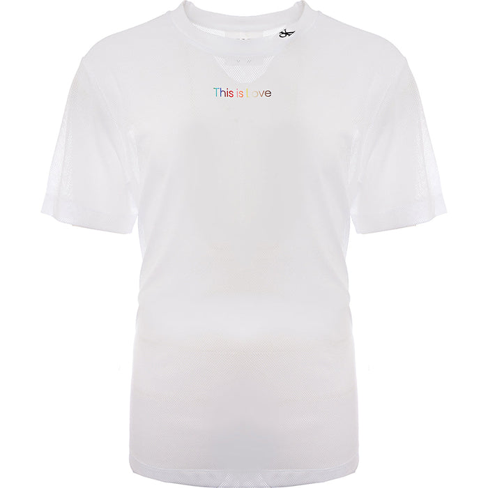 Calvin Klein Jeans Mens White Pride Capsule Logo Mesh T-Shirt