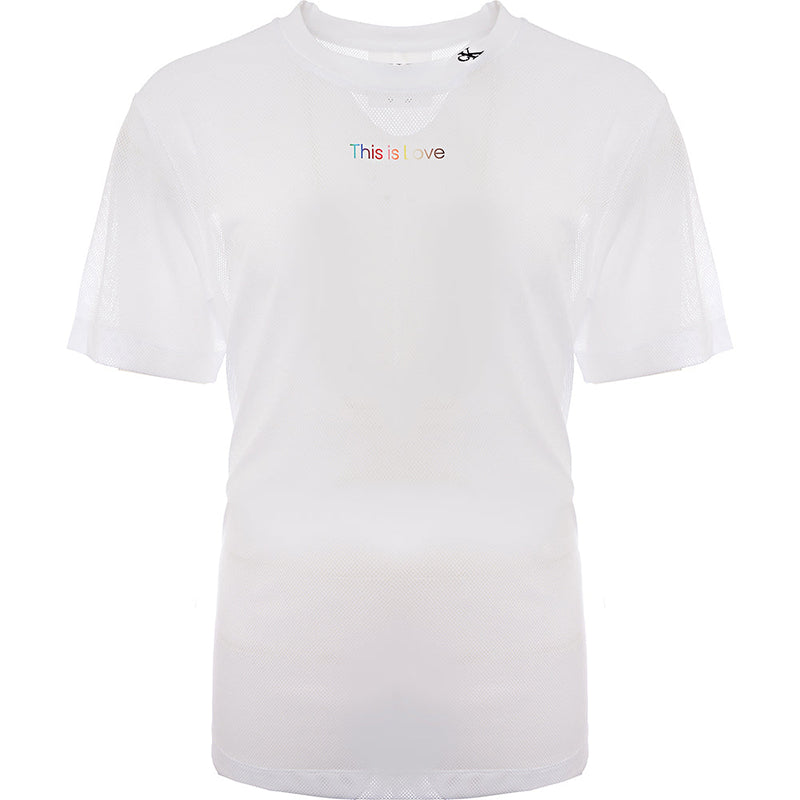 Calvin Klein Jeans Mens White Pride Capsule Logo Mesh T-Shirt