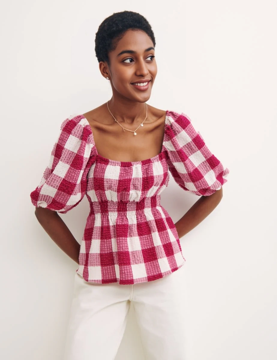 Nobody's Child Womens Lisa Checked Top In Pink
