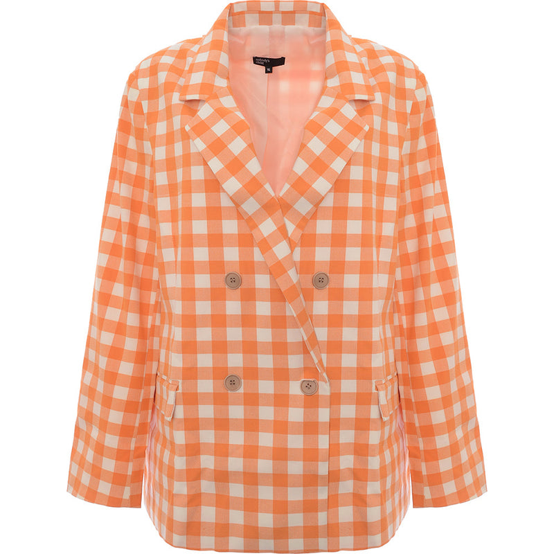 Nobody's Child Womens Beth Large Checked Blazer in Orange Co-Ord