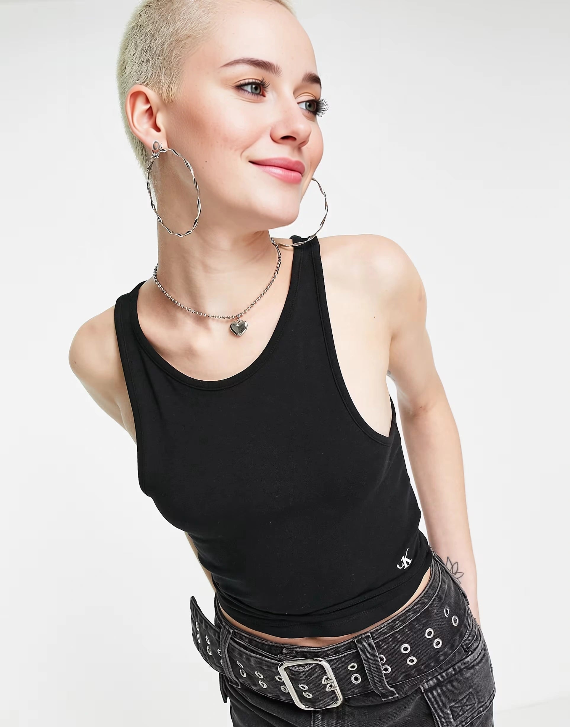 Calvin Klein Jeans Womens Waist Strap Tank Top In Black