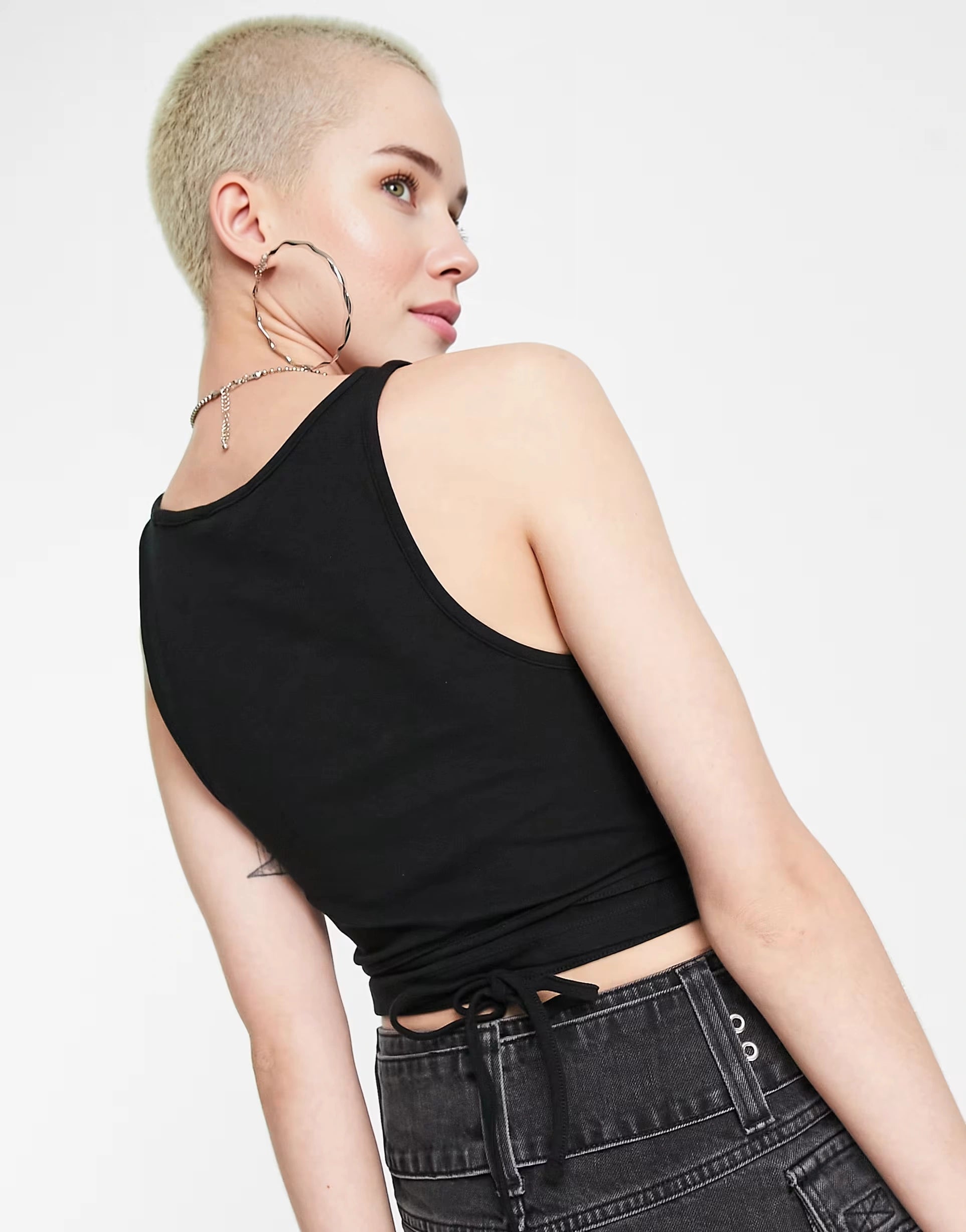 Calvin Klein Jeans Womens Waist Strap Tank Top In Black