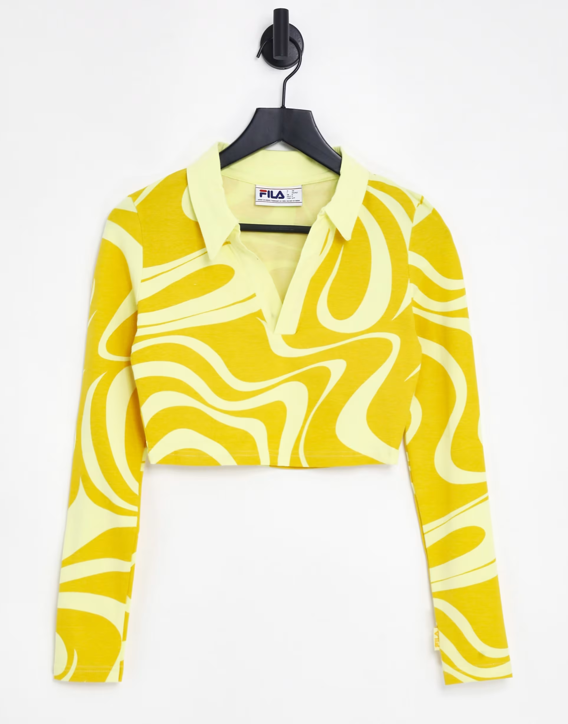 Fila Womens Swirl Print Ribbed Top In Yellow