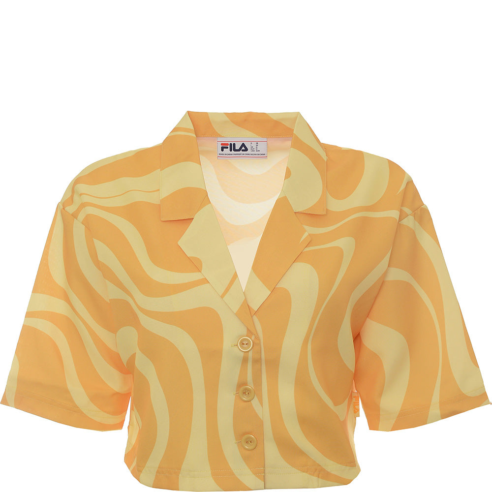 Fila Women's Yellow Swirl Print Cropped Shirt