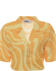 Fila Women's Yellow Swirl Print Cropped Shirt