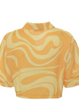 Fila Women's Yellow Swirl Print Cropped Shirt