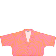Fila Womens Swirl Print Cropped Shirt in Pink