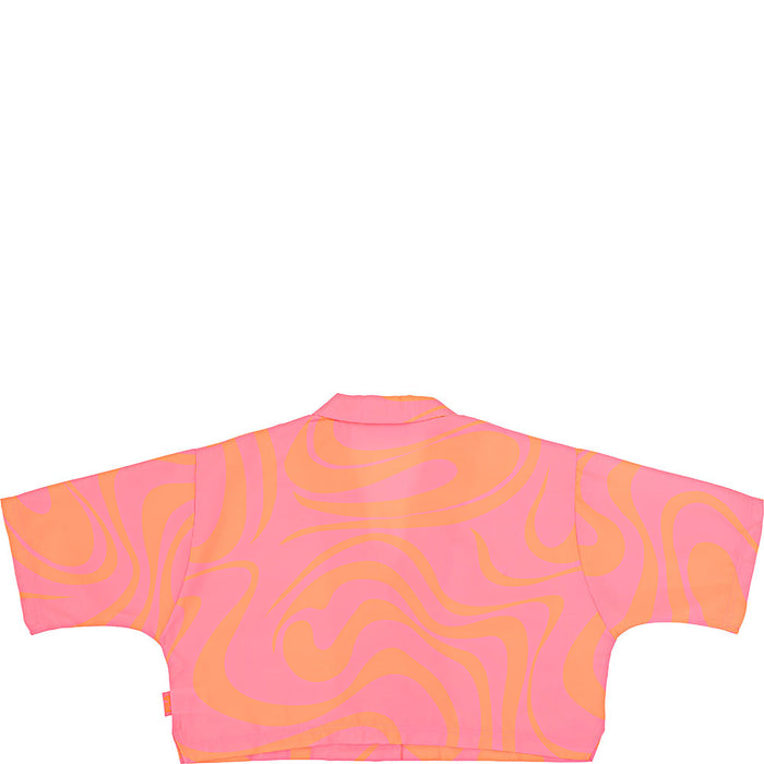 Fila Womens Swirl Print Cropped Shirt in Pink