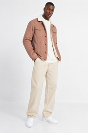 Threadbare Mens Cord Jacket With Borg Collar And Lining in Light Brown