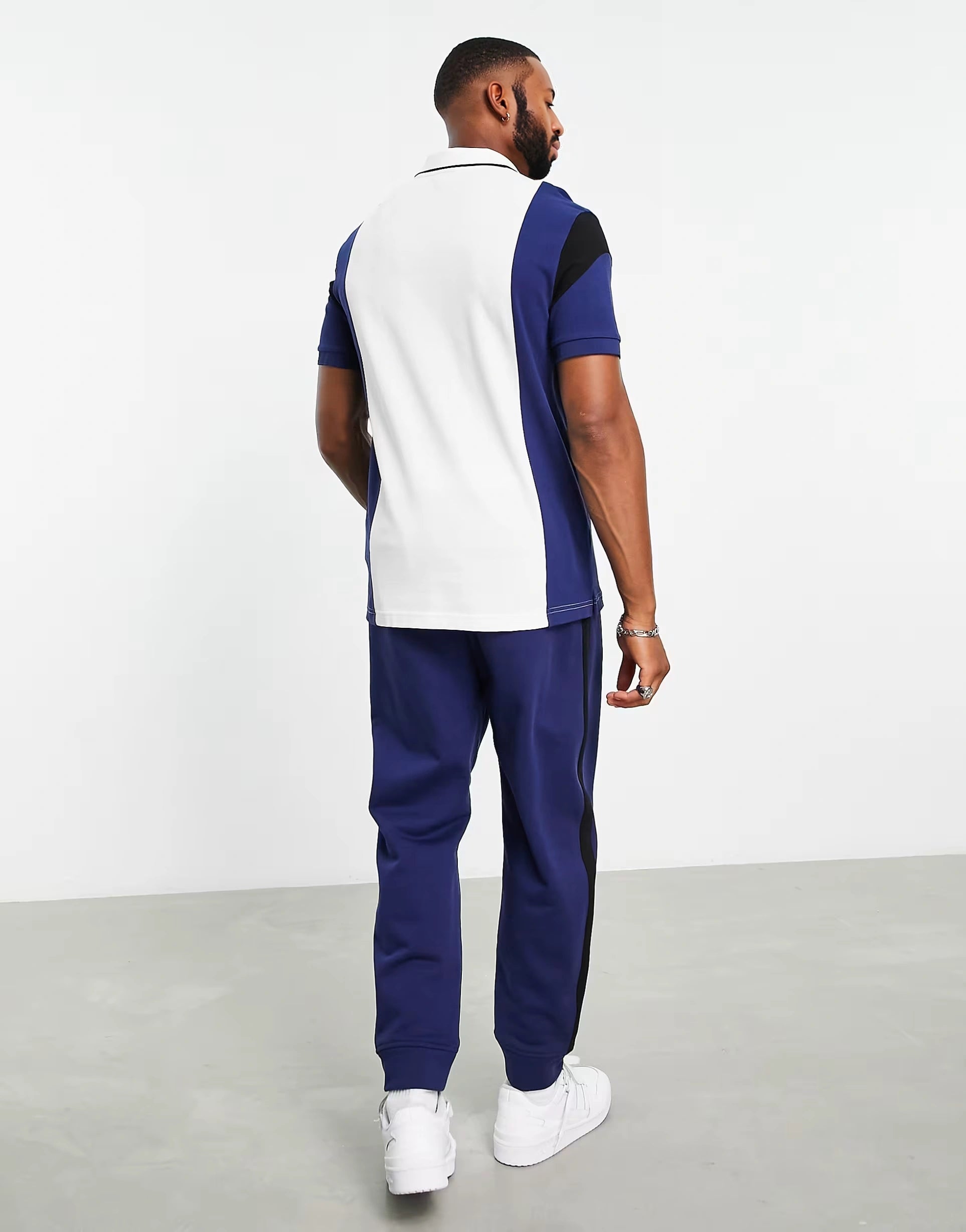 Armani Exchange Mens Side Stripe Trousers in Navy