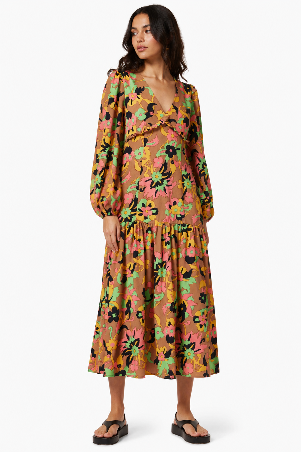 Never Fully Dressed Womens Casey Printed Midi Dress In Multi