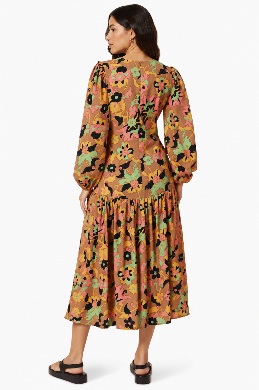 Never Fully Dressed Womens Casey Printed Midi Dress In Multi