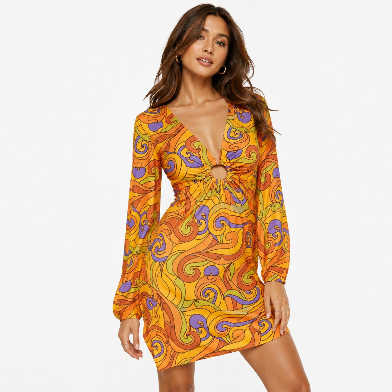 Never Fully Dressed Womens Karla Ring Front Mini Dress In Orange