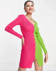 Never Fully Dressed Womens Clash Rib Knit Mini Dress In Multi