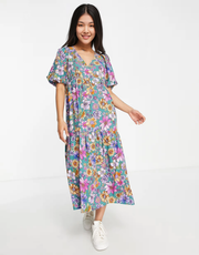 Nobody?s Child Womens Nobody's Petite Valentine Bubble Sleeve Floral Print Dress in Multicolour