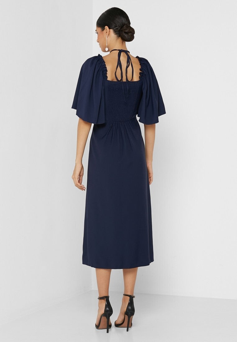 Little Mistress Womens By Vogue Williams Cross Neck Dress in Navy Blue