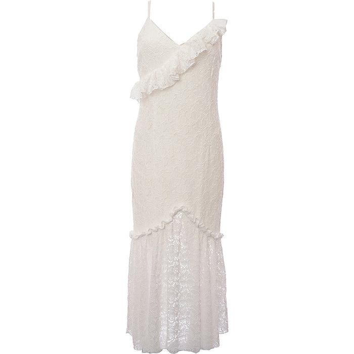 Little Mistress Women's White Lace Fishtail Dress