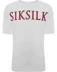 Siksilk Men's White Oversized T-Shirt with Red Rhinestone Logo