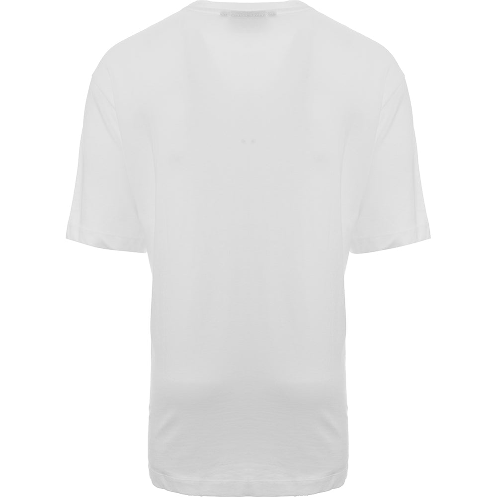 Siksilk Men's White Oversized T-Shirt with Red Rhinestone Logo