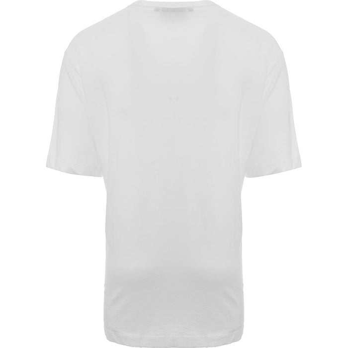 Siksilk Men's White Oversized T-Shirt with Red Rhinestone Logo