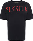 Siksilk Mens Oversized T-Shirt in Black with Red Rhinestone Logo