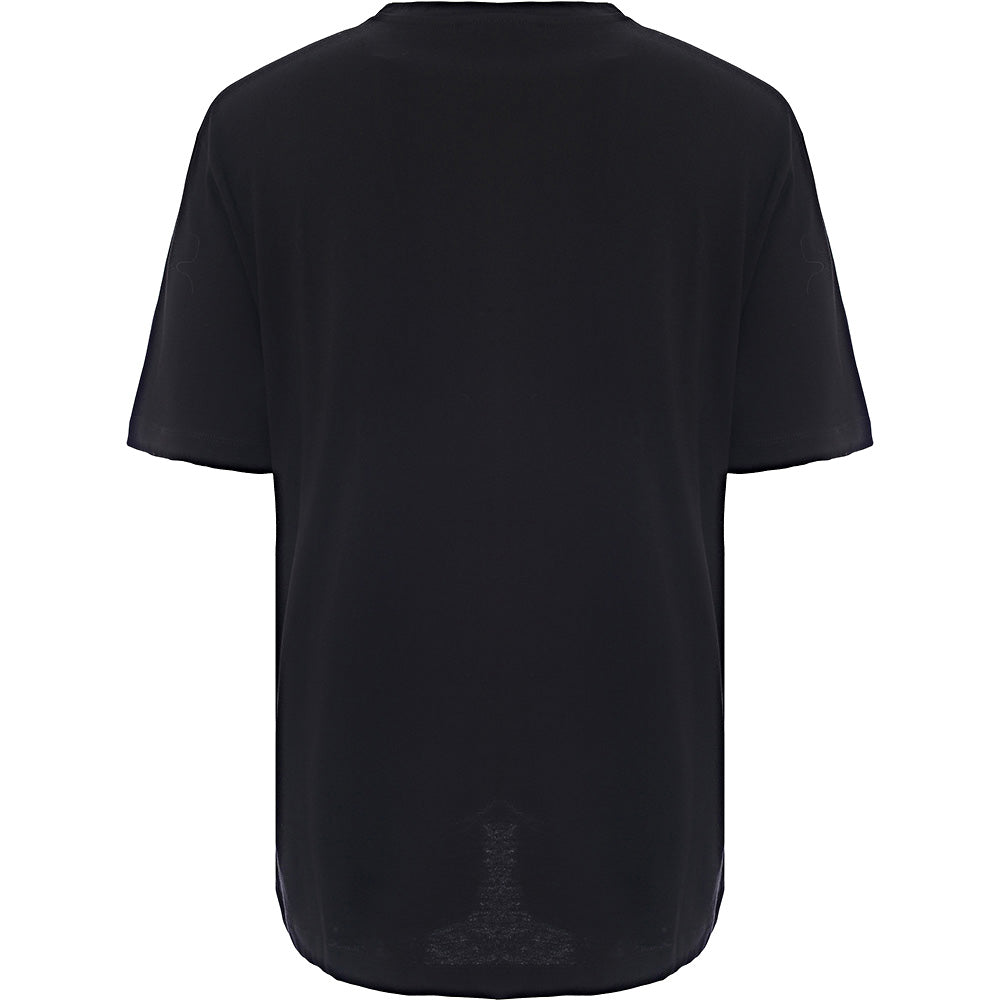 Siksilk Mens Oversized T-Shirt in Black with Red Rhinestone Logo